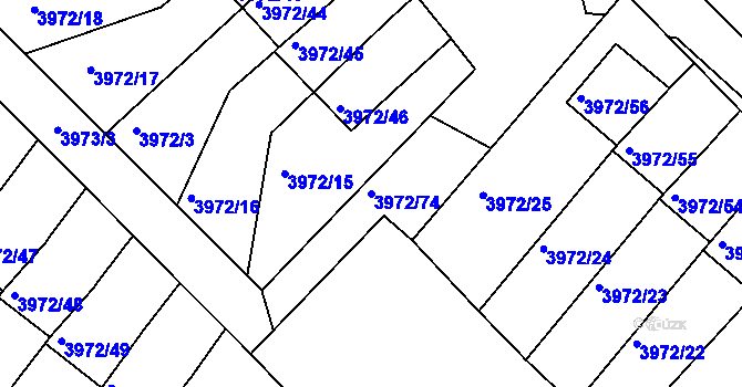 Parcela st. 3972/74 v KÚ Kutná Hora, Katastrální mapa