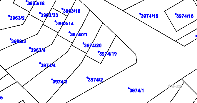 Parcela st. 3974/19 v KÚ Kutná Hora, Katastrální mapa