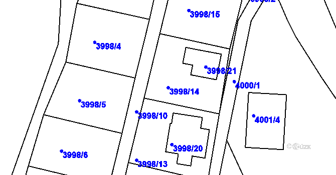 Parcela st. 3998/14 v KÚ Kutná Hora, Katastrální mapa
