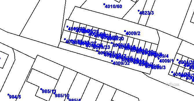 Parcela st. 4009/21 v KÚ Kutná Hora, Katastrální mapa