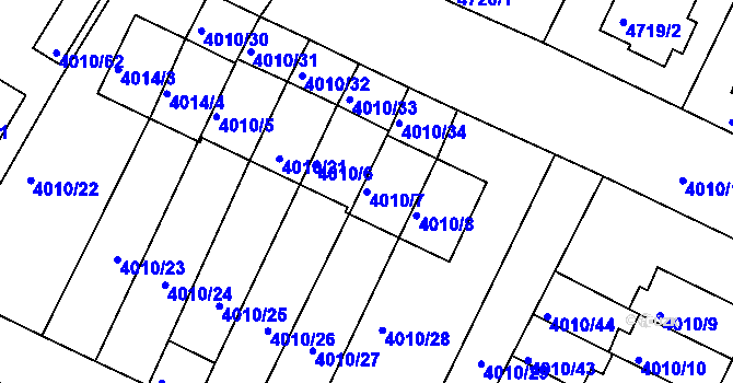 Parcela st. 4010/7 v KÚ Kutná Hora, Katastrální mapa