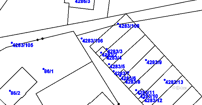 Parcela st. 4283/2 v KÚ Kutná Hora, Katastrální mapa