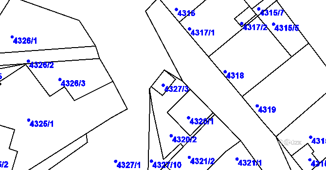 Parcela st. 4327/3 v KÚ Kutná Hora, Katastrální mapa