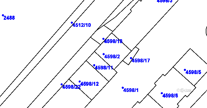 Parcela st. 4598/2 v KÚ Kutná Hora, Katastrální mapa