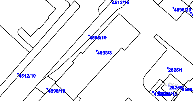 Parcela st. 4598/3 v KÚ Kutná Hora, Katastrální mapa