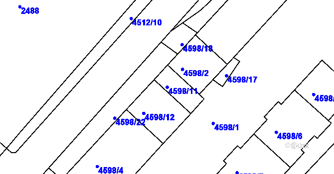 Parcela st. 4598/11 v KÚ Kutná Hora, Katastrální mapa