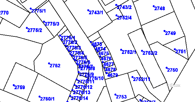 Parcela st. 4675 v KÚ Kutná Hora, Katastrální mapa