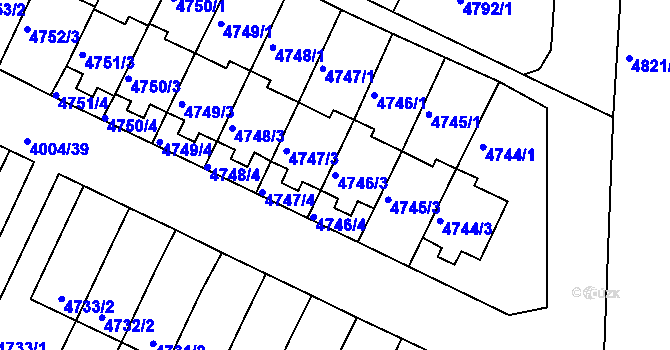 Parcela st. 4746/3 v KÚ Kutná Hora, Katastrální mapa