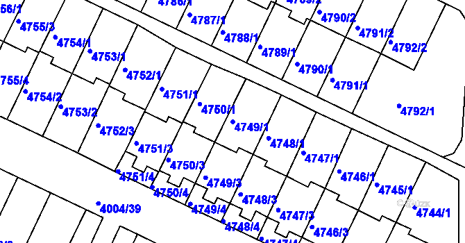 Parcela st. 4749/1 v KÚ Kutná Hora, Katastrální mapa