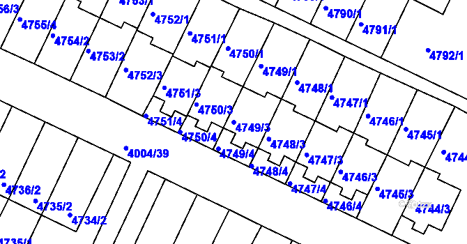 Parcela st. 4749/3 v KÚ Kutná Hora, Katastrální mapa