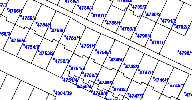 Parcela st. 4750/1 v KÚ Kutná Hora, Katastrální mapa