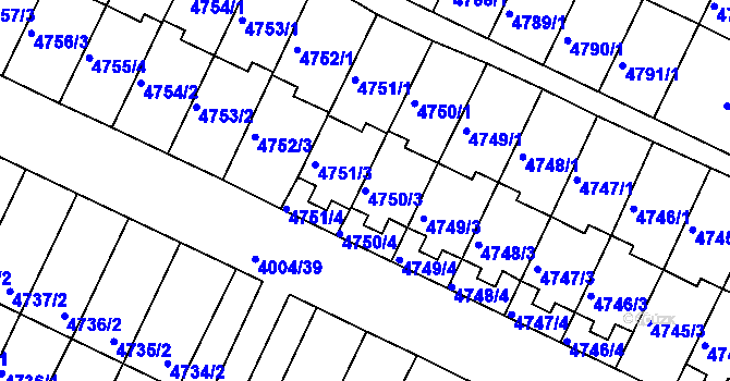 Parcela st. 4750/3 v KÚ Kutná Hora, Katastrální mapa
