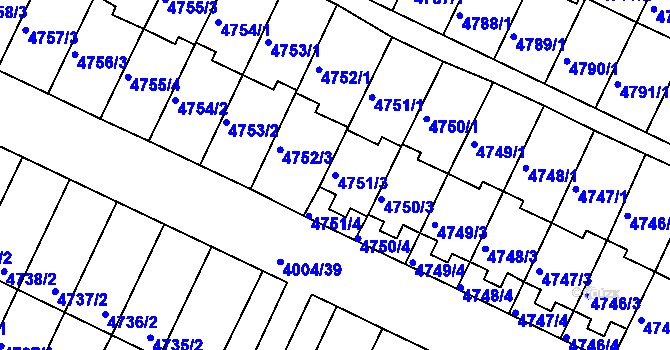 Parcela st. 4751/3 v KÚ Kutná Hora, Katastrální mapa