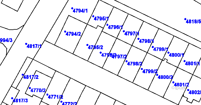 Parcela st. 4796/2 v KÚ Kutná Hora, Katastrální mapa