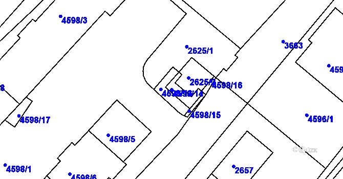 Parcela st. 4598/14 v KÚ Kutná Hora, Katastrální mapa