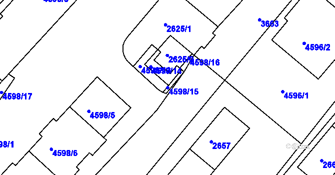 Parcela st. 4598/15 v KÚ Kutná Hora, Katastrální mapa