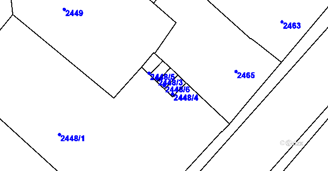 Parcela st. 2448/6 v KÚ Kutná Hora, Katastrální mapa