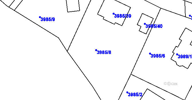 Parcela st. 3985/8 v KÚ Kutná Hora, Katastrální mapa