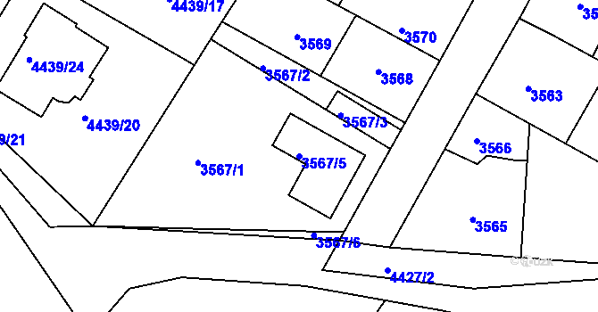 Parcela st. 3567/5 v KÚ Kutná Hora, Katastrální mapa