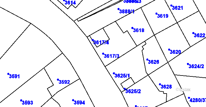 Parcela st. 3617/3 v KÚ Kutná Hora, Katastrální mapa