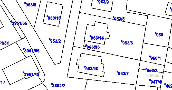 Parcela st. 953/15 v KÚ Kutná Hora, Katastrální mapa