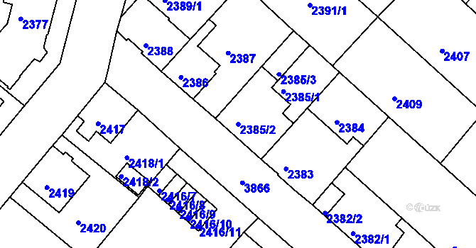 Parcela st. 2385/2 v KÚ Kutná Hora, Katastrální mapa
