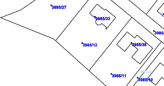 Parcela st. 3985/12 v KÚ Kutná Hora, Katastrální mapa