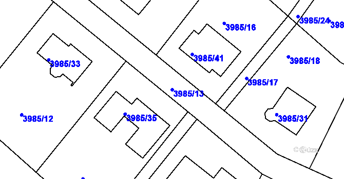 Parcela st. 3985/13 v KÚ Kutná Hora, Katastrální mapa