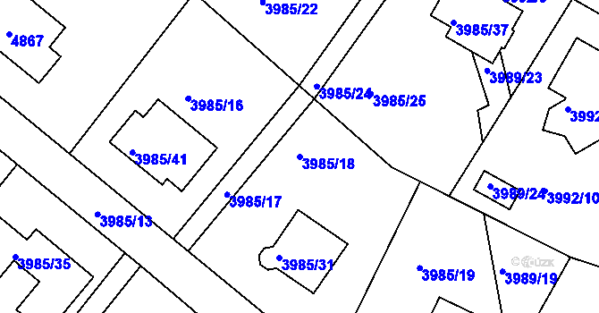 Parcela st. 3985/18 v KÚ Kutná Hora, Katastrální mapa