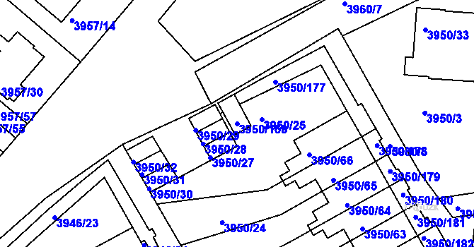 Parcela st. 3950/168 v KÚ Kutná Hora, Katastrální mapa