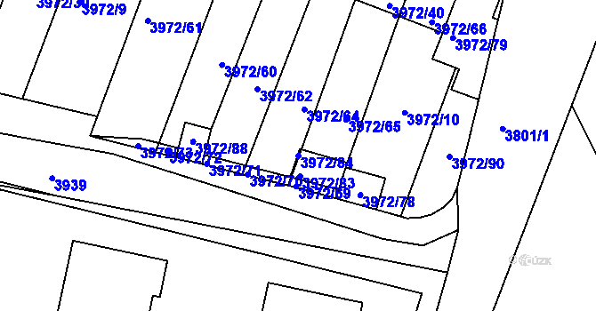 Parcela st. 3972/84 v KÚ Kutná Hora, Katastrální mapa