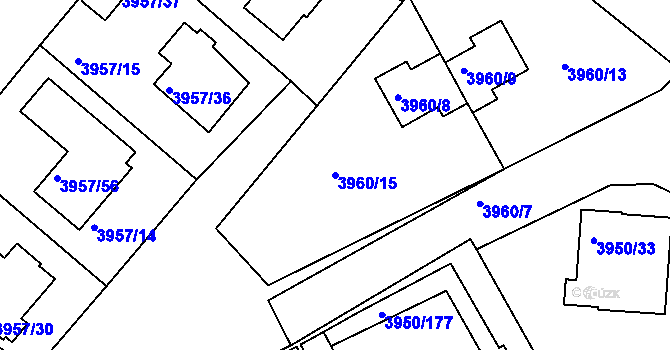 Parcela st. 3960/15 v KÚ Kutná Hora, Katastrální mapa