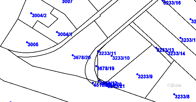 Parcela st. 3233/11 v KÚ Kutná Hora, Katastrální mapa