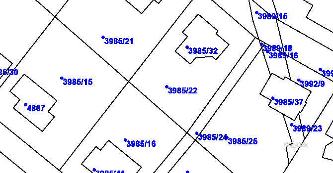 Parcela st. 3985/22 v KÚ Kutná Hora, Katastrální mapa