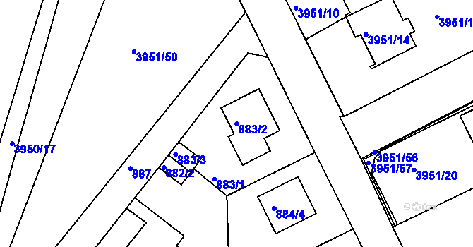 Parcela st. 883/2 v KÚ Kutná Hora, Katastrální mapa