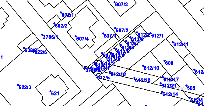 Parcela st. 607/5 v KÚ Kutná Hora, Katastrální mapa
