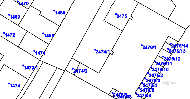 Parcela st. 2474/1 v KÚ Kutná Hora, Katastrální mapa