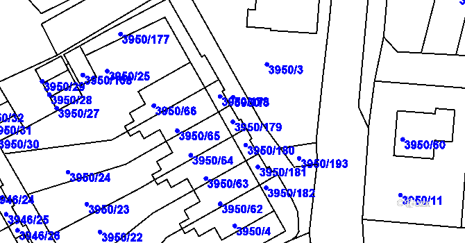 Parcela st. 3950/179 v KÚ Kutná Hora, Katastrální mapa