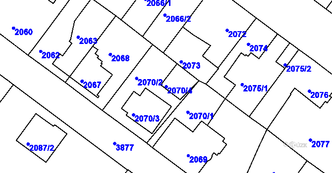 Parcela st. 2070/4 v KÚ Kutná Hora, Katastrální mapa