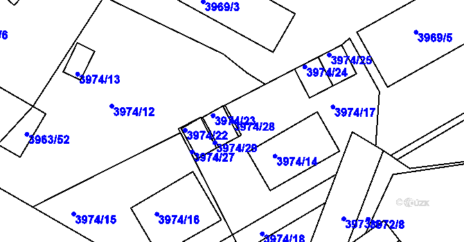 Parcela st. 3974/28 v KÚ Kutná Hora, Katastrální mapa