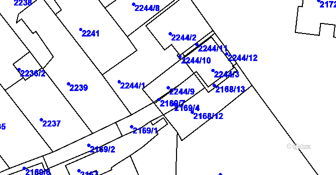 Parcela st. 2244/9 v KÚ Kutná Hora, Katastrální mapa