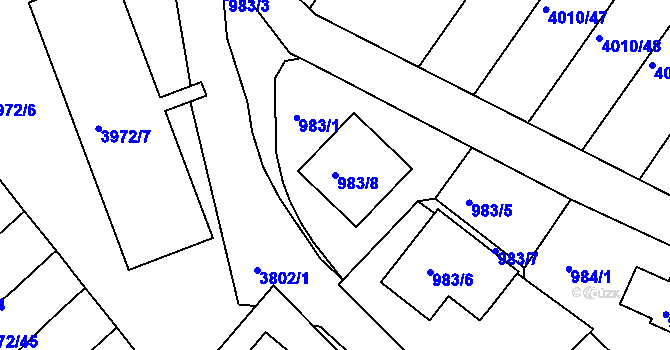 Parcela st. 983/8 v KÚ Kutná Hora, Katastrální mapa