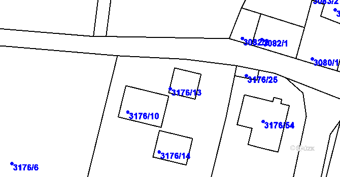 Parcela st. 3176/13 v KÚ Kutná Hora, Katastrální mapa
