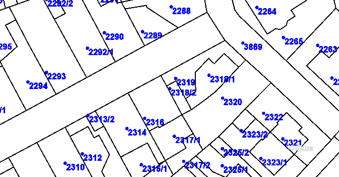 Parcela st. 2318/2 v KÚ Kutná Hora, Katastrální mapa