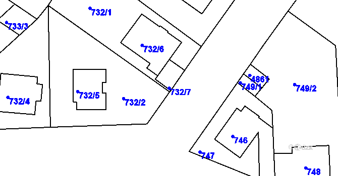 Parcela st. 732/7 v KÚ Kutná Hora, Katastrální mapa