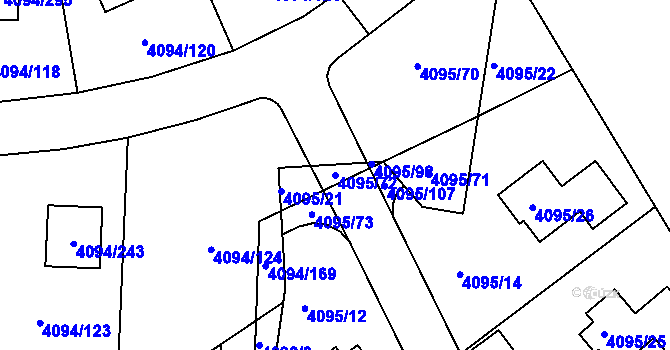 Parcela st. 4095/72 v KÚ Kutná Hora, Katastrální mapa