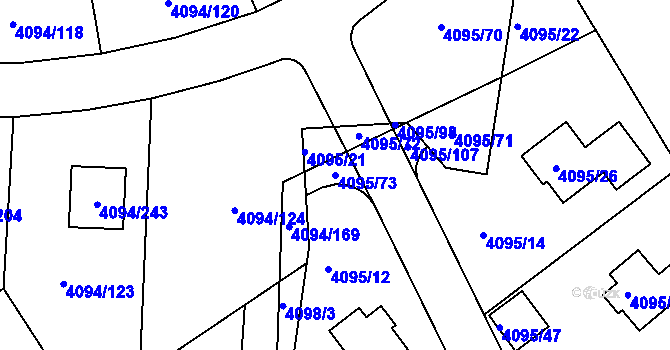 Parcela st. 4095/73 v KÚ Kutná Hora, Katastrální mapa