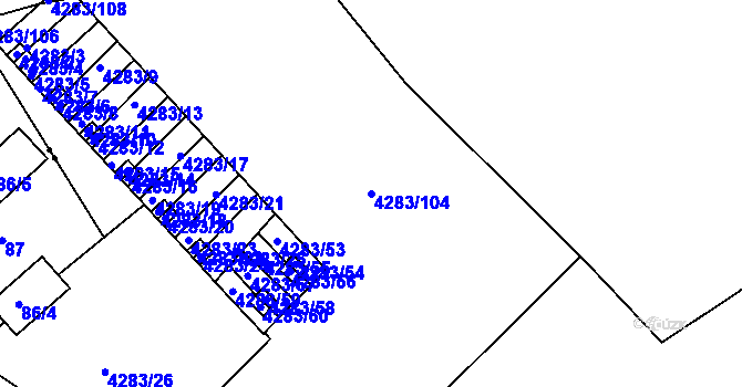 Parcela st. 4283/104 v KÚ Kutná Hora, Katastrální mapa