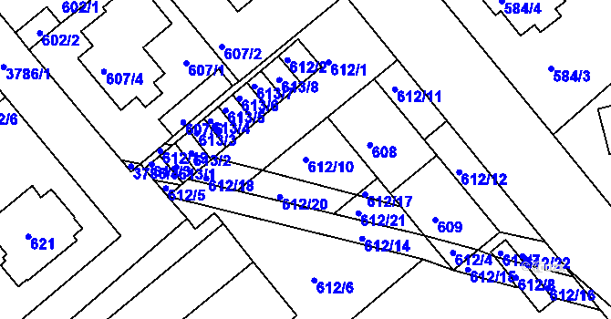 Parcela st. 612/10 v KÚ Kutná Hora, Katastrální mapa