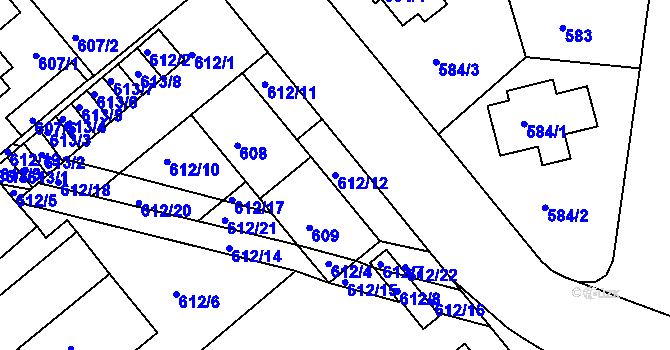 Parcela st. 612/12 v KÚ Kutná Hora, Katastrální mapa